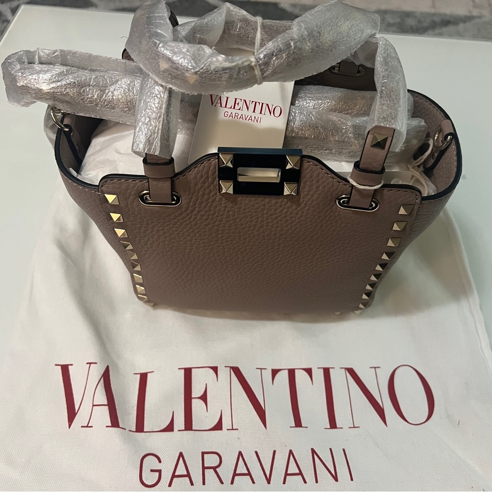 Valentino Rockstud Mini Grainy Leather Tote